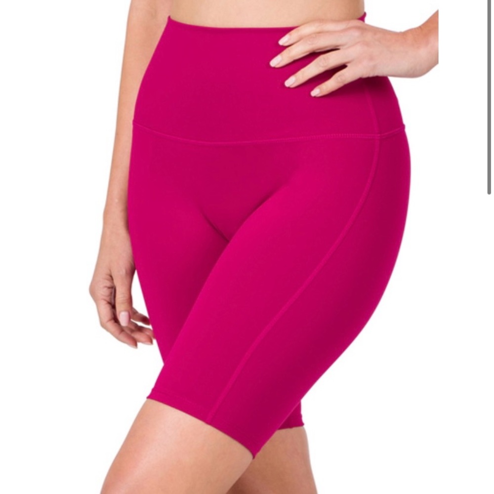 Zenana biker shorts new ruby magenta